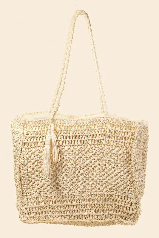 Fame Straw Knit Tote Bag